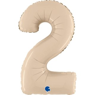 Balon Foliowy Cyfra 2, Satynowa Kremowa, 66 cm Grabo
