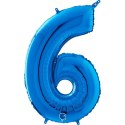 Balon Foliowy Cyfra 6 Niebieski, 66 cm Grabo