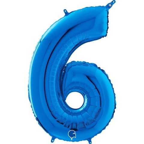 Balon Foliowy Cyfra 6 Niebieski, 66 cm Grabo Balon Foliowy Cyfra 6 Niebieski, 66 cm Grabo