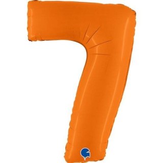 Balon Foliowy Cyfra 7, Matowa Pomarańczowa, 102cm Grabo