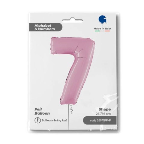 Balon Foliowy Cyfra 7 Różowa Pastel Pink, 66 cm Grabo Balon Foliowy Cyfra 7 Różowa Pastel Pink, 66 cm Grabo