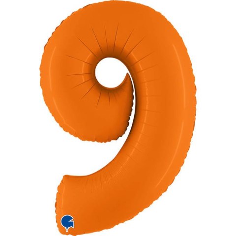 Balon Foliowy Cyfra 9, Matowa Pomarańczowa, 102cm Grabo Balon Foliowy Cyfra 9, Matowa Pomarańczowa, 102cm Grabo