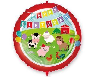 Balon Foliowy Happy birthday farma z ciężarkiem, 46 cm Balon Foliowy Happy birthday farma z ciężarkiem, 46 cm