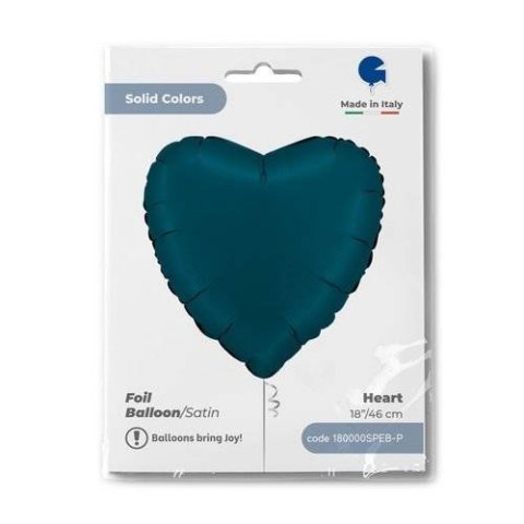 Balon Foliowy - Niebieskie Morskie Satynowe Serce 46 cm, Grabo Balon Foliowy - Niebieskie Morskie Satynowe Serce 46 cm, Grabo