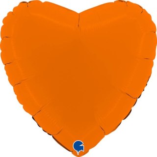 Balon Foliowy - Pomarańczowe Matowe Serce 46 cm, Grabo