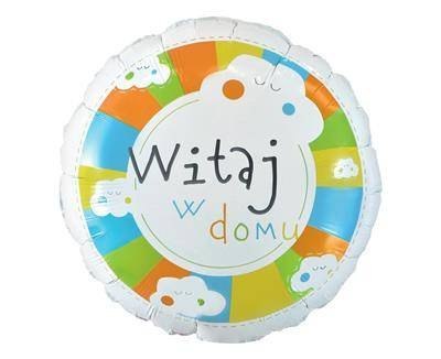 Balon Foliowy okrągły, Witaj w domu, 46cm Balon Foliowy okrągły, Witaj w domu, 46cm