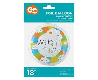 Balon Foliowy okrągły, Witaj w domu, 46cm Balon Foliowy okrągły, Witaj w domu, 46cm