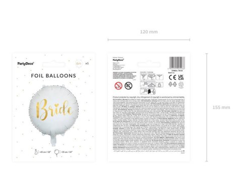 Balon foliowy Bride to be, biało-złoty 45 cm Balon foliowy Bride to be, biało-złoty 45 cm