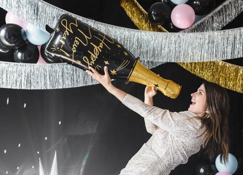 Balon foliowy Butelka Happy New Year, 39,5x98 cm Balon foliowy Butelka Happy New Year, 39,5x98 cm