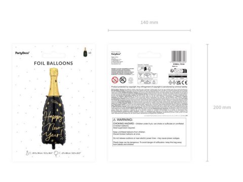 Balon foliowy Butelka Happy New Year, 39,5x98 cm Balon foliowy Butelka Happy New Year, 39,5x98 cm