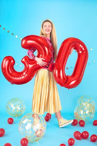Balon foliowy Cyfra 0 czerwone, 86cm Balon foliowy Cyfra 0 czerwone, 86cm