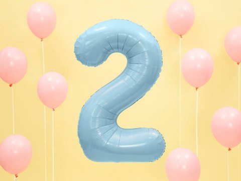 Balon foliowy Cyfra 2, 86cm, jasny niebieski Balon foliowy Cyfra 2, 86cm, jasny niebieski