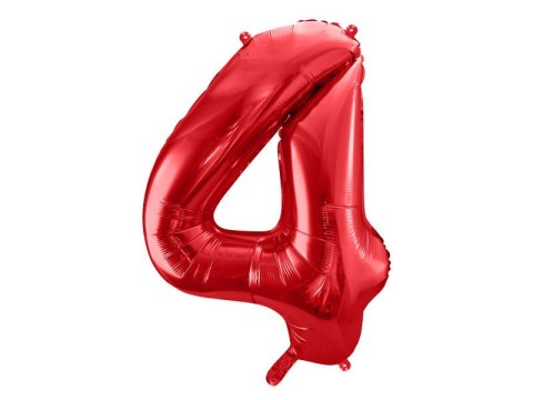 Balon foliowy Cyfra 4 czerwona, 86cm Balon foliowy Cyfra 4 czerwona, 86cm