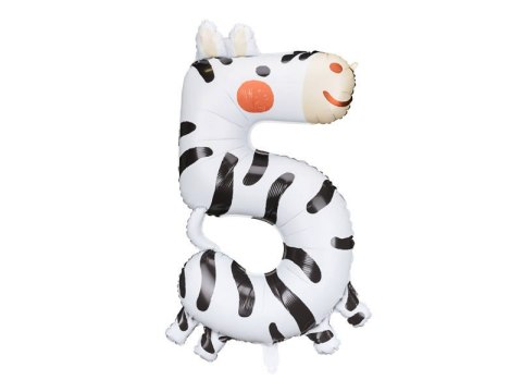 Balon foliowy Cyfra 5 - Zebra, 98 cm Balon foliowy Cyfra 5 - Zebra, 98 cm
