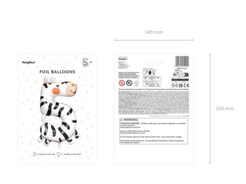 Balon foliowy Cyfra 5 - Zebra, 98 cm Balon foliowy Cyfra 5 - Zebra, 98 cm