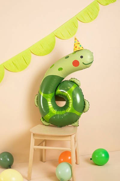 Balon foliowy Cyfra 6 - Żółw, 96 cm Balon foliowy Cyfra 6 - Żółw, 96 cm