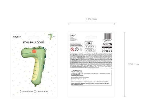 Balon foliowy Cyfra 7 - Krokodyl, 85 cm Balon foliowy Cyfra 7 - Krokodyl, 85 cm