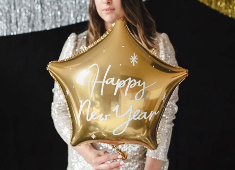 Balon foliowy Gwiazdka Happy New Year, 47x50 cm Balon foliowy Gwiazdka Happy New Year, 47x50 cm