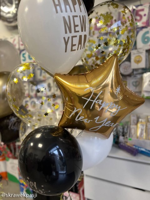 Balon foliowy Gwiazdka Happy New Year, 47x50 cm Balon foliowy Gwiazdka Happy New Year, 47x50 cm