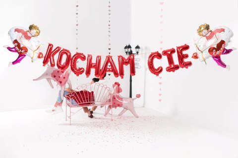 Balon foliowy napis Kocham Cię, 285x40 cm, czerwony Balon foliowy napis Kocham Cię, 285x40 cm, czerwony
