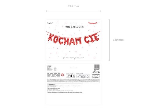 Balon foliowy napis Kocham Cię, 285x40 cm, czerwony Balon foliowy napis Kocham Cię, 285x40 cm, czerwony