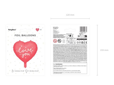 Balon foliowy serce I love you, czerwone 45 cm Balon foliowy serce I love you, czerwone 45 cm