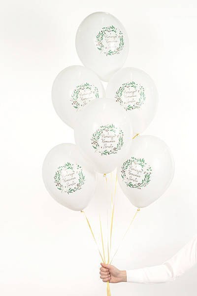 Balony "Pierwsza Komunia Święta", gałązki, 30cm 6szt. Balony "Pierwsza Komunia Święta", gałązki, 30cm 6szt.