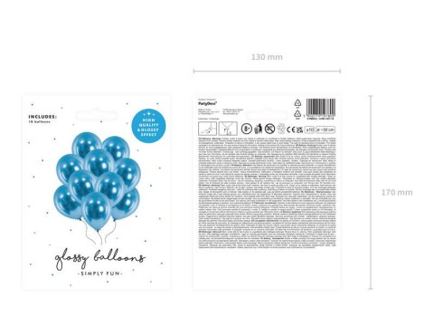 Balony lateksowe Glossy, Chrome, Niebieskie, 30cm, 10 szt. Balony lateksowe Glossy, Chrome, Niebieskie, 30cm, 10 szt.