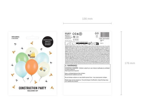 Balony lateksowe Pojazdy budowlane, 30cm, 6 szt. Balony lateksowe Pojazdy budowlane, 30cm, 6 szt.