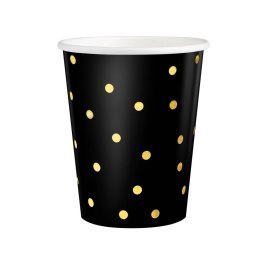 Kubeczki papierowe czarne w złote kropki, 200 ml 6 szt.