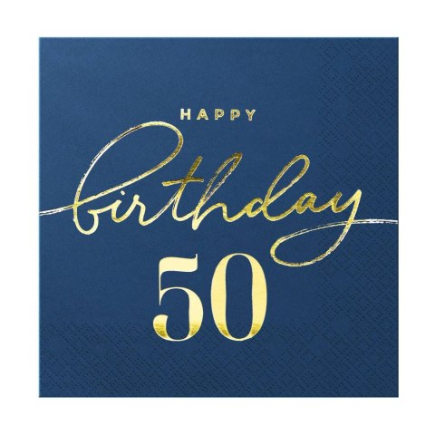 Serwetki Happy Birthday 50 granatowe 10szt. Serwetki Happy Birthday 50 granatowe 10szt.