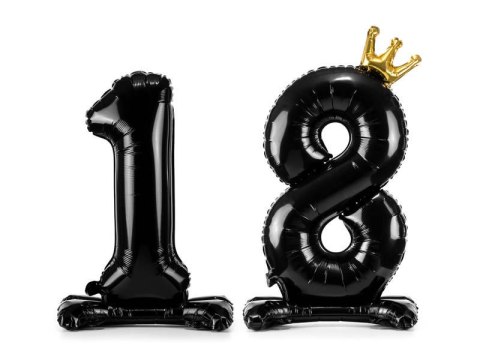 Stojący balon foliowy liczba 18 urodziny, 84 cm, czarny Stojący balon foliowy liczba 18 urodziny, 84 cm, czarny