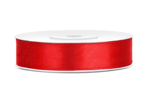Tasiemka satynowa, wstążka czerwona, 12mm/25m Tasiemka satynowa, wstążka czerwona, 12mm/25m