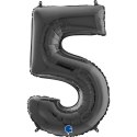 Balon Foliowy Cyfra 5 Czarny, 66 cm Grabo