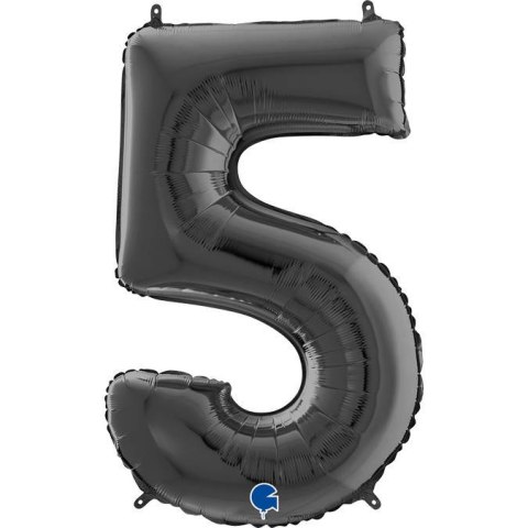 Balon Foliowy Cyfra 5 Czarny, 66 cm Grabo Balon Foliowy Cyfra 5 Czarny, 66 cm Grabo