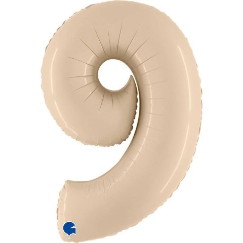 Balon Foliowy Cyfra 9, Satynowa Kremowa 66cm Grabo Balon Foliowy Cyfra 9, Satynowa Kremowa 66cm Grabo