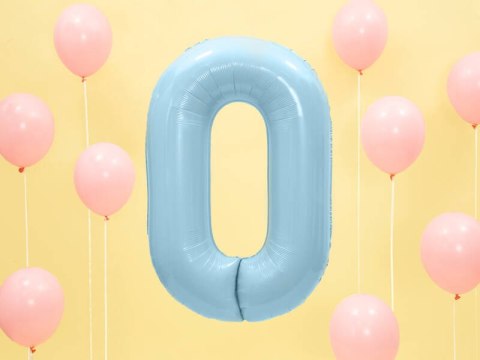 Balon foliowy Cyfra 0, 86cm, jasny niebieski Balon foliowy Cyfra 0, 86cm, jasny niebieski