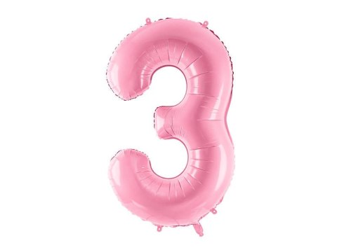 Balon foliowy Cyfra 3, 86cm, różowy Balon foliowy Cyfra 3, 86cm, różowy