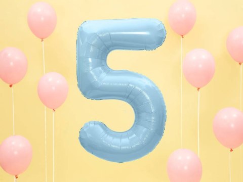 Balon foliowy Cyfra 5, 86cm, jasny niebieski Balon foliowy Cyfra 5, 86cm, jasny niebieski