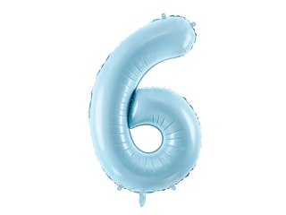 Balon foliowy Cyfra 6, 86cm, jasny niebieski