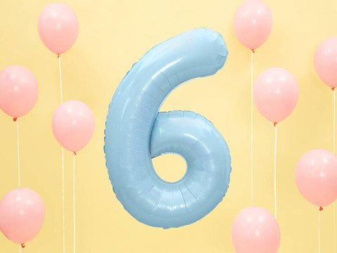 Balon foliowy Cyfra 6, 86cm, jasny niebieski Balon foliowy Cyfra 6, 86cm, jasny niebieski
