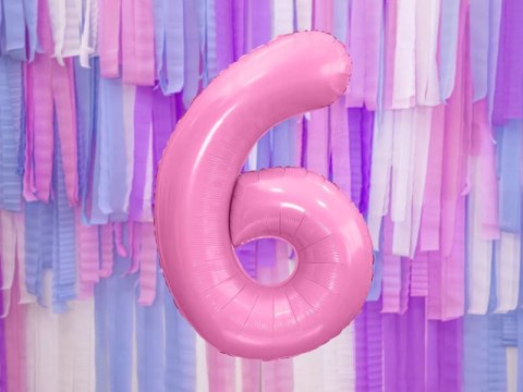 Balon foliowy Cyfra 6, 86cm, różowy Balon foliowy Cyfra 6, 86cm, różowy