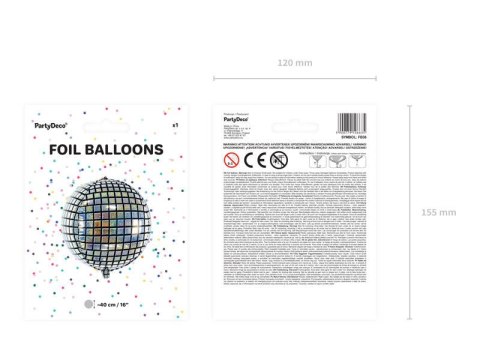 Balon foliowy Kula dyskotekowa, 40cm Balon foliowy Kula dyskotekowa, 40cm