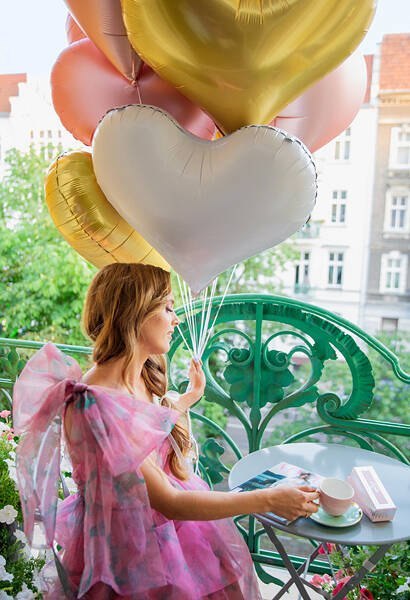 Balon foliowy Serce, 75x64,5 cm, białe Balon foliowy Serce, 75x64,5 cm, białe