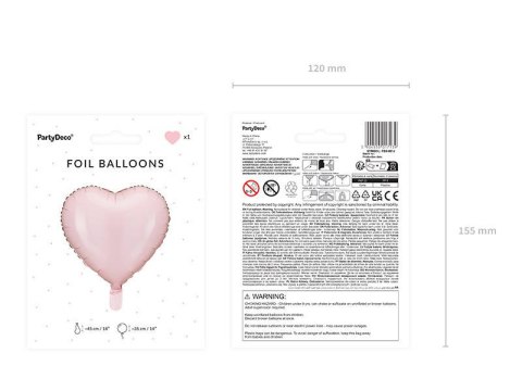 Balon foliowy Serce jasny róż, 45cm