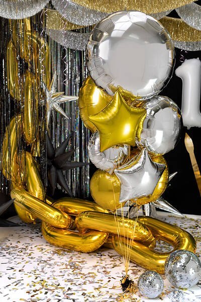 Balon foliowy okrągły Pastylka, złoty, 80 cm Balon foliowy okrągły Pastylka, złoty, 80 cm