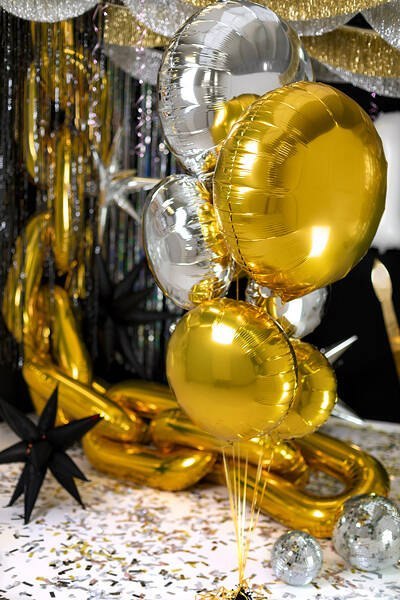 Balon foliowy okrągły Pastylka, złoty, 80 cm Balon foliowy okrągły Pastylka, złoty, 80 cm