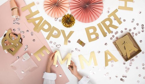 Baner wszystkie Litery, personalizacja, złote 14cm Baner wszystkie Litery, personalizacja, złote 14cm
