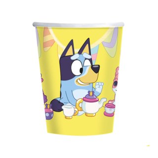 Kubeczki papierowe urodzinowe Bluey, 250 ml, 6 szt.