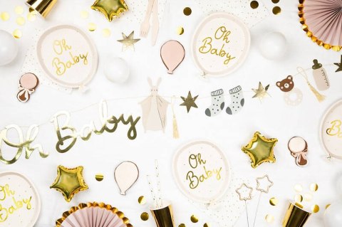 Talerzyki Baby Shower, Oh Baby, beżowe, 17,5x22cm ,6 szt. Talerzyki Baby Shower, Oh Baby, beżowe, 17,5x22cm ,6 szt.